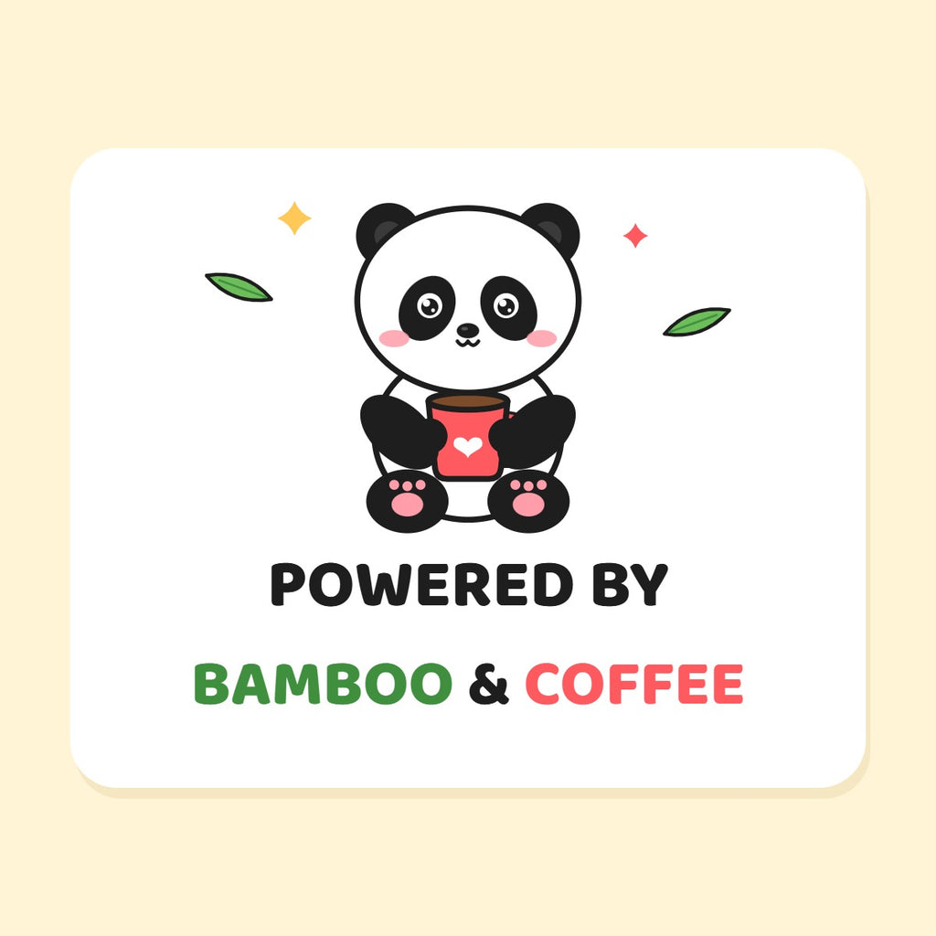 Powered by Bamboo & Coffee panda mug design close-up