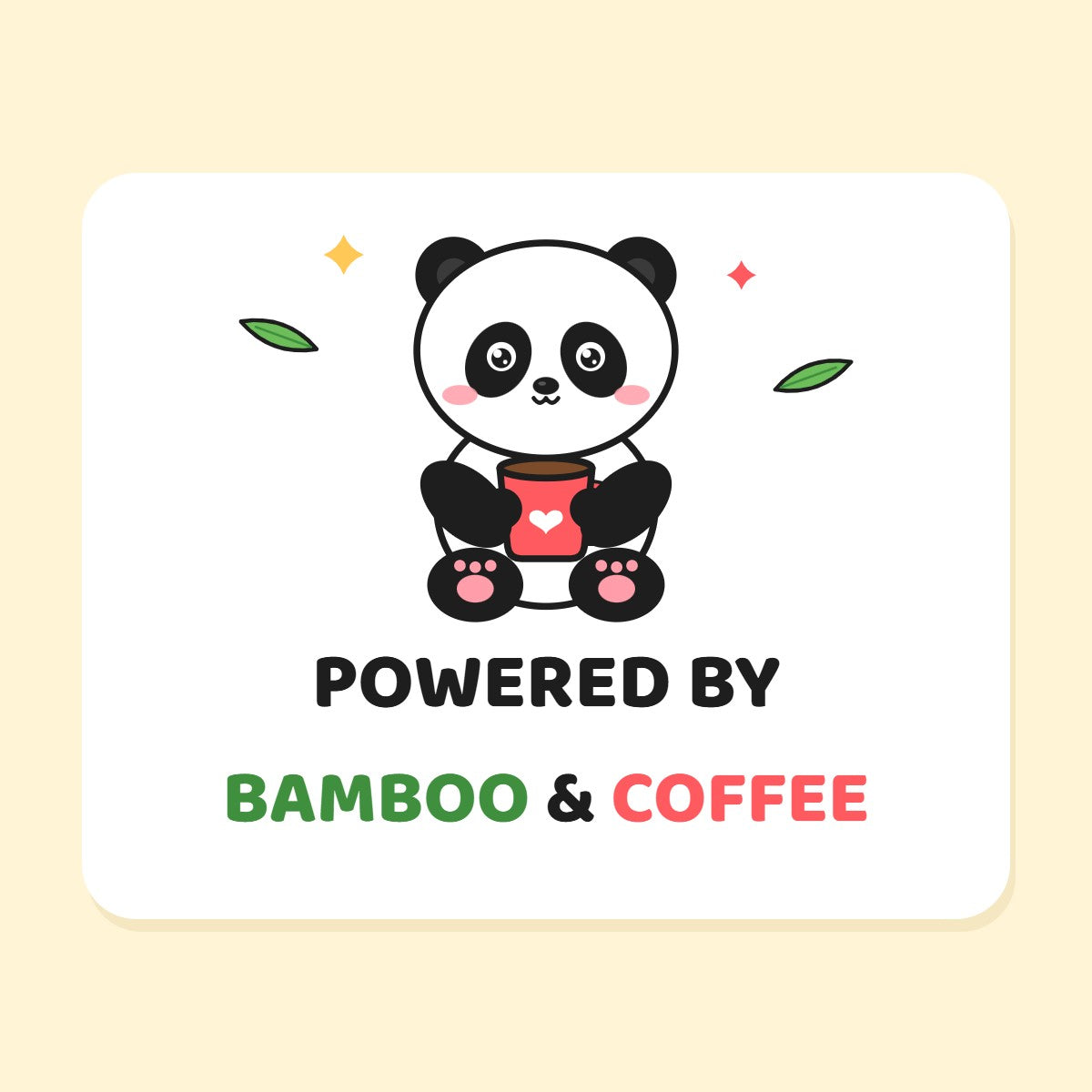 Powered by Bamboo & Coffee panda mug design close-up