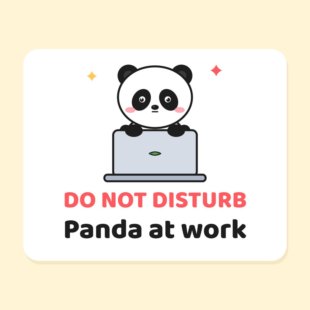 Do Not Disturb – Panda at Work mug design close-up