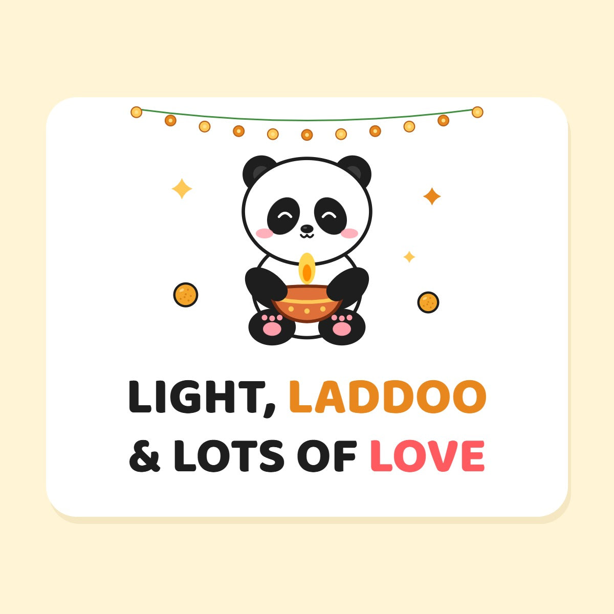 Light, Laddoo & Lots of Love Diwali Panda mug design