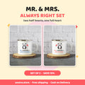 Mr. and Mrs. Always Right couple gift set of two white enamel mugs, set of 2 save 15 percent